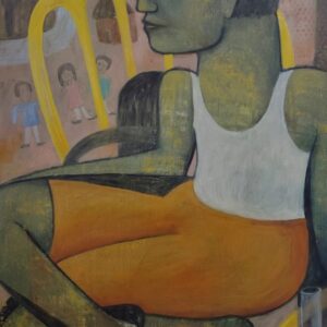 Seated on a chair